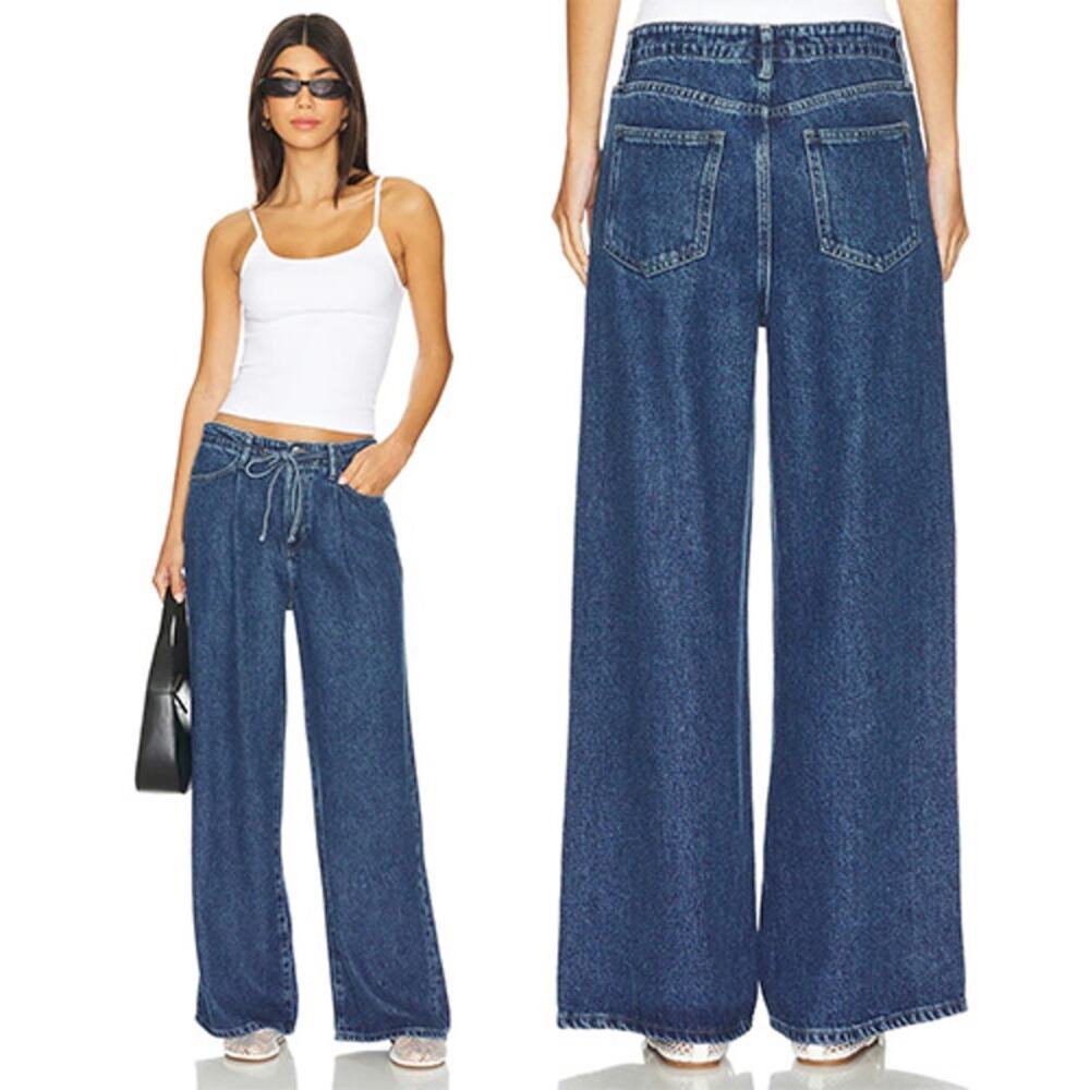 NEW Frame Super Drape Drawstring Cotton Belted Wide Leg Denim Jeans Size: 26